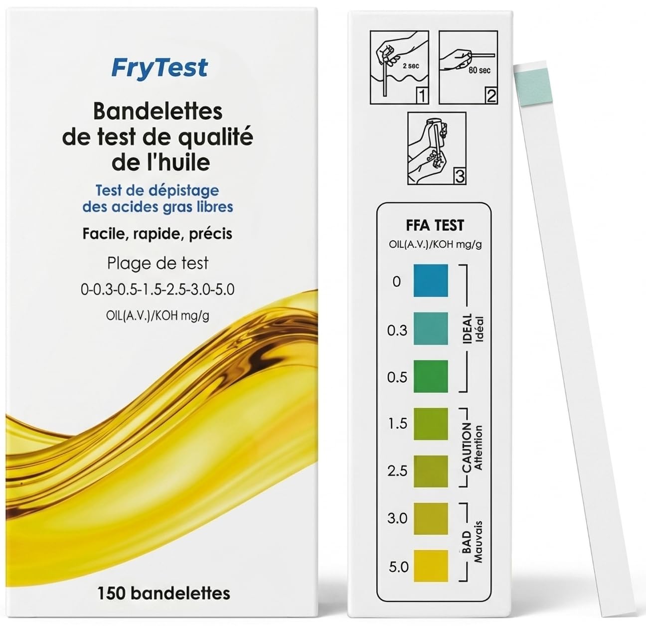 FryTest 150 — Bandelettes de test d'huile de friture (150 tests)